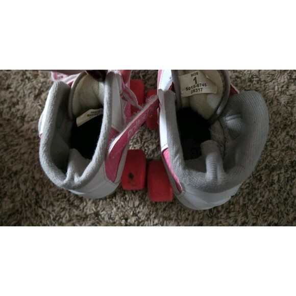 Roller Derby Firestar Roller Skates Youth Girl's Size 1 White Neon Pink With Box - Picture 10 of 16